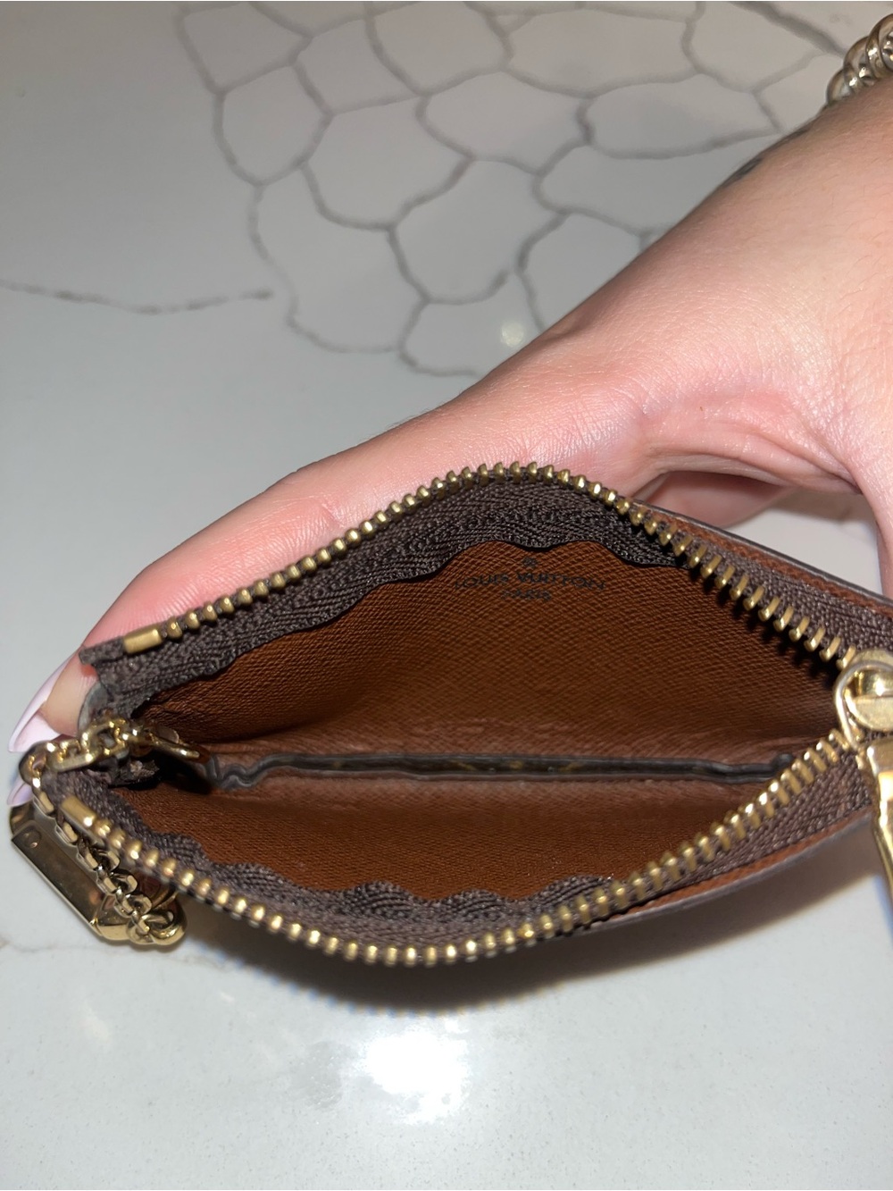 Louis Vuitton Monogram Key Pouch in Brown with Gold Hardware - Picture 3 of 5